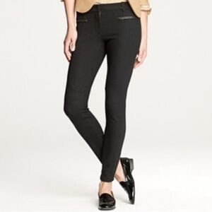 Like New Black Leather Trimmed J. Crew Stretch Minnie Pants, size 4